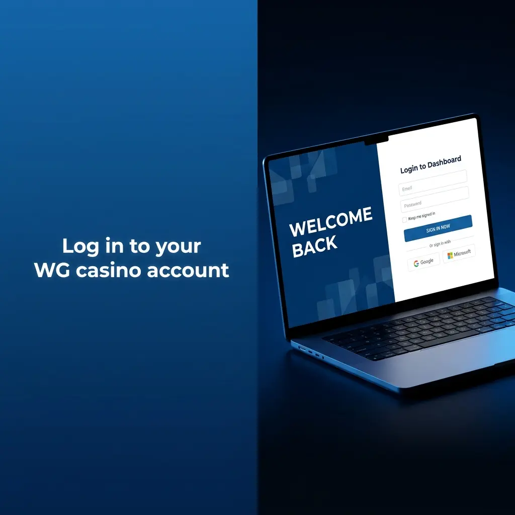 WG Casino login panel showing step-by-step sign-in process with email, password and two-factor authentication options