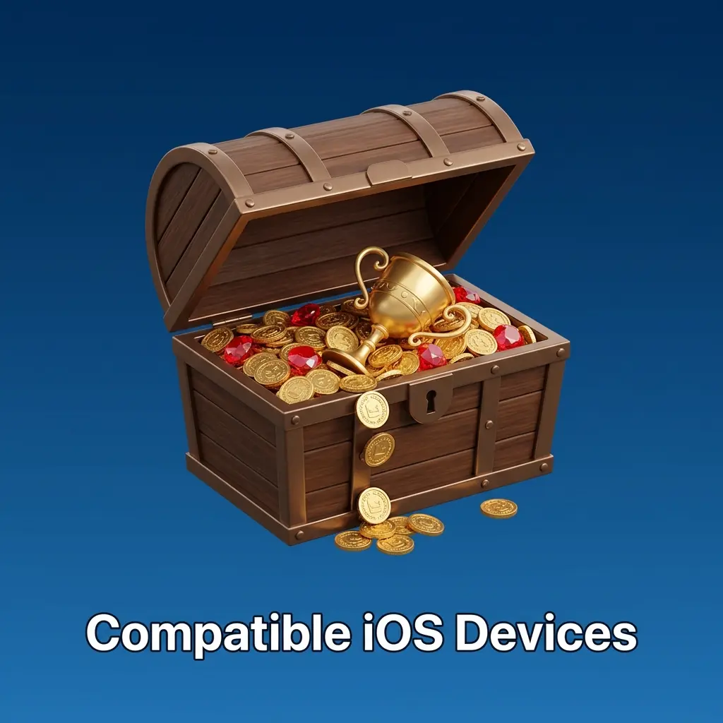 List of compatible iOS devices including iPhone X through iPhone 15 series and recent iPad models running iPadOS 12 and above