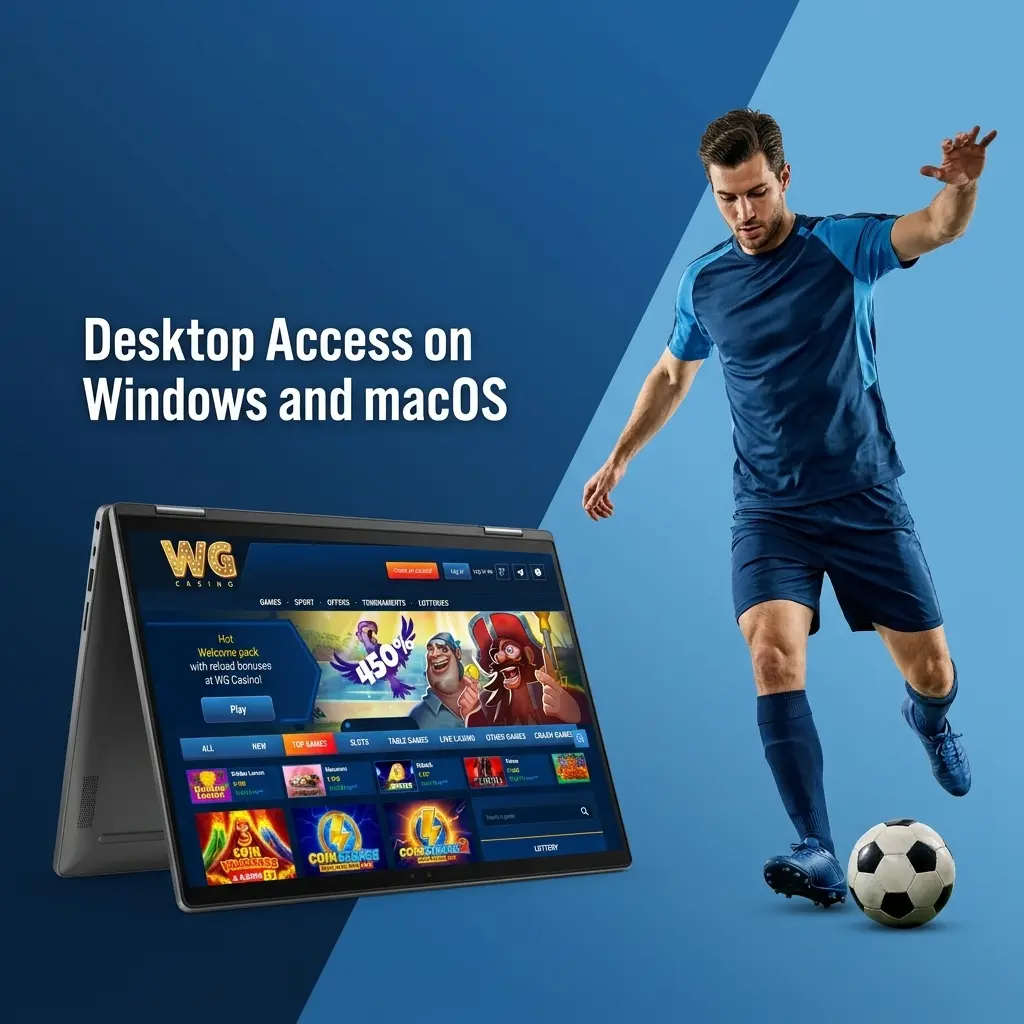 WG Casino website displayed on Windows and macOS desktop browsers including Chrome, Edge, Safari and Firefox