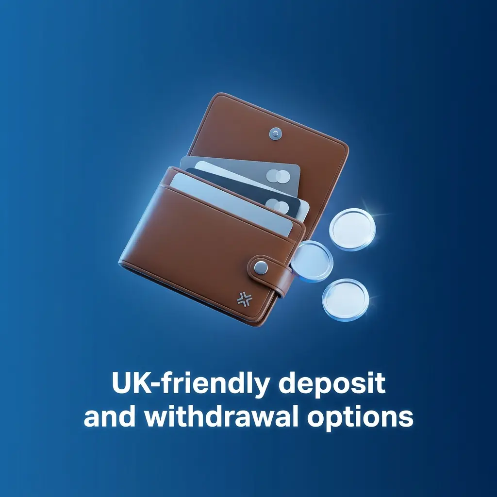 UK-friendly deposit and withdrawal options including Visa, Mastercard, PayPal, Skrill, Neteller, Apple Pay and bank transfer