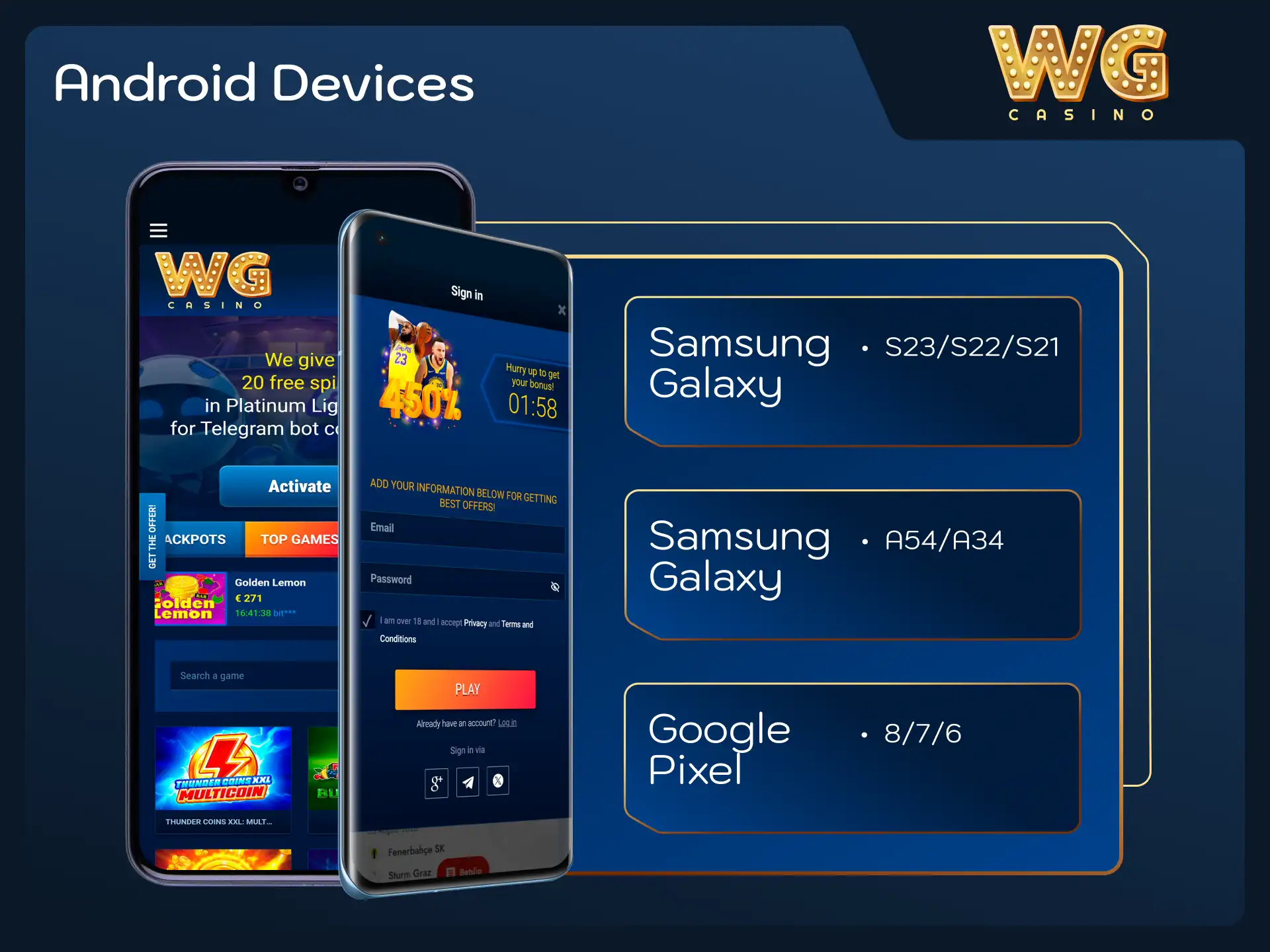 Check smartphone system requirements for optimal WG casino mobile performance.