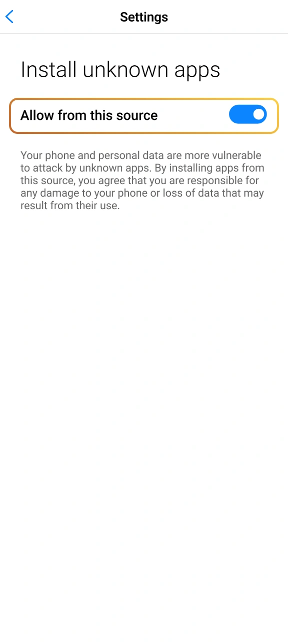 Allow third-party installations in your settings for WG casino.