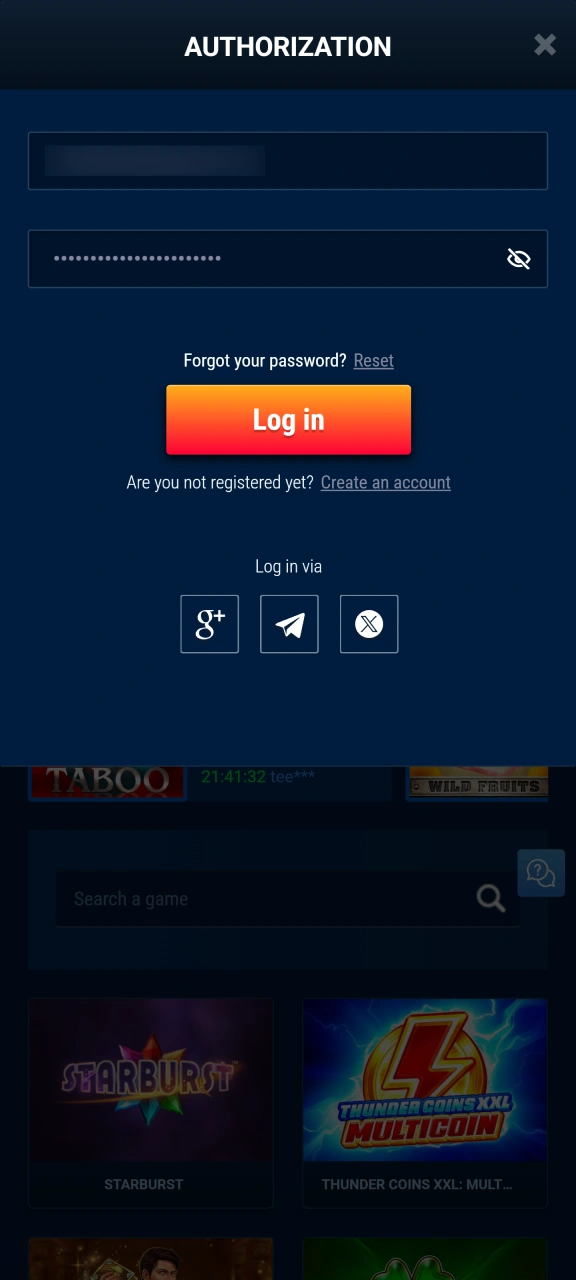 Sign in and head to sports betting on WG casino.