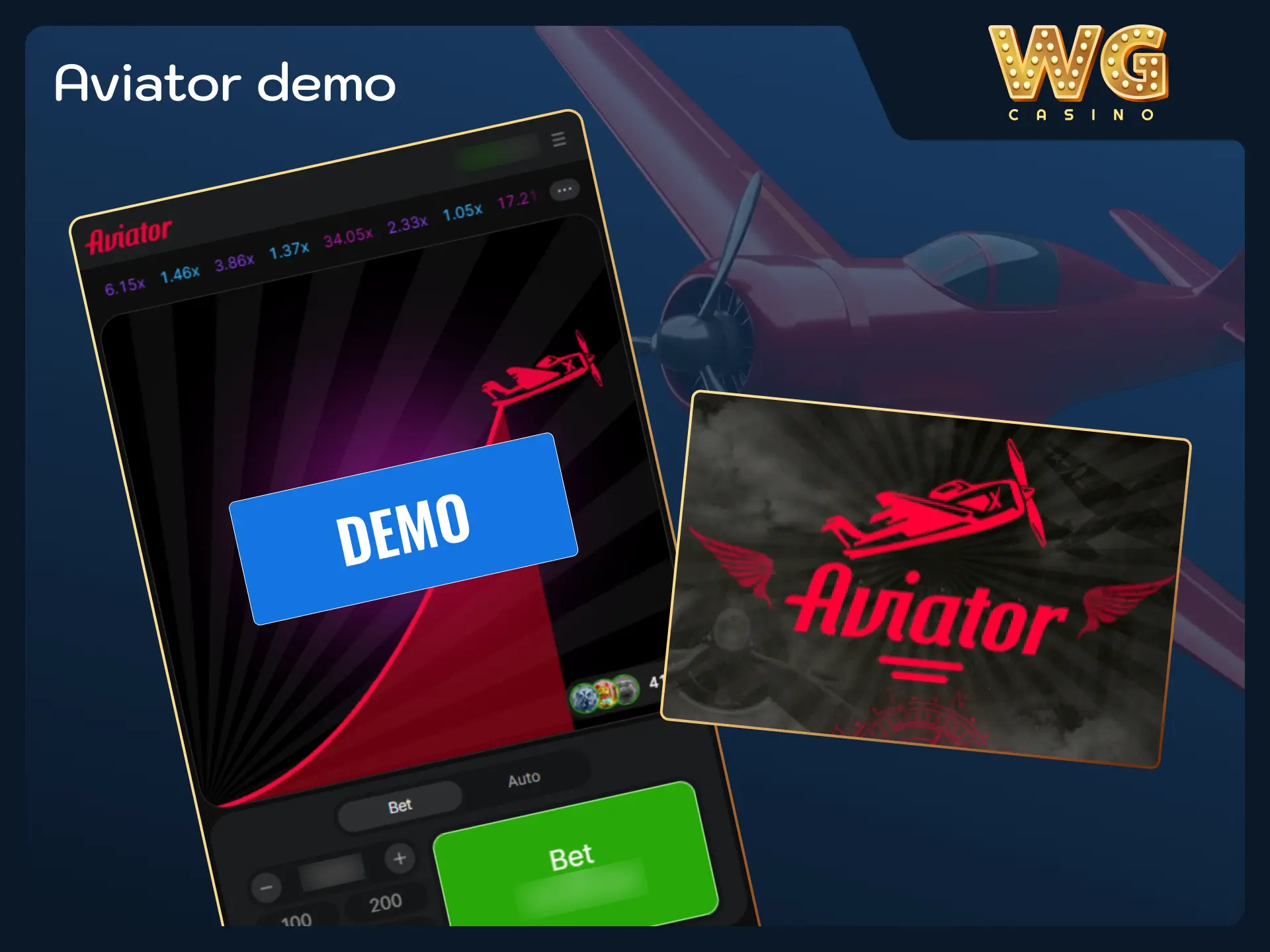 Practice Aviator strategies for free in demo mode on WG casino.