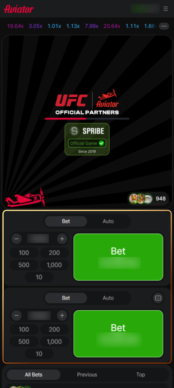Set your bet amount and configure auto cash out on WG casino.