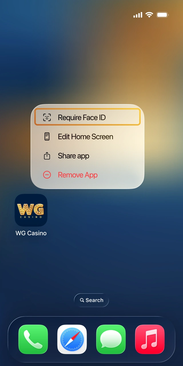 Enable Face ID security for quick login access to WG casino.