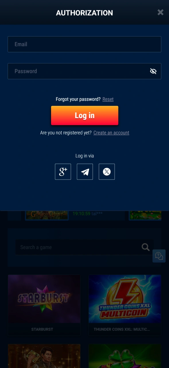 Open the official sign-in page for WG casino.