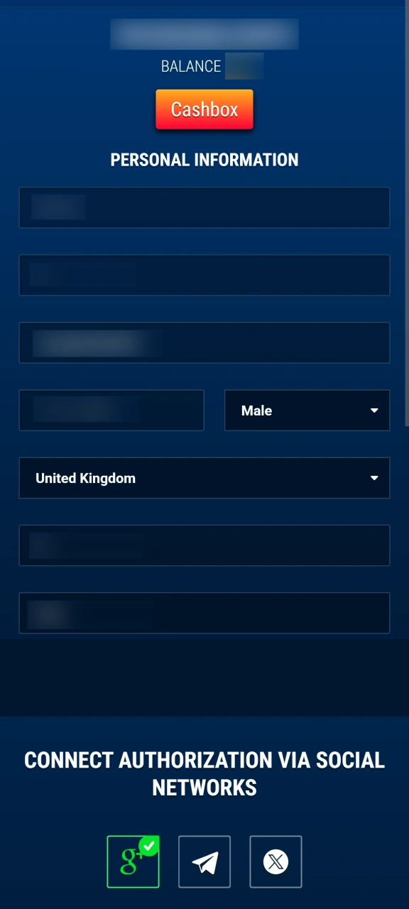 Choose your account settings and preferred currency at WG casino.