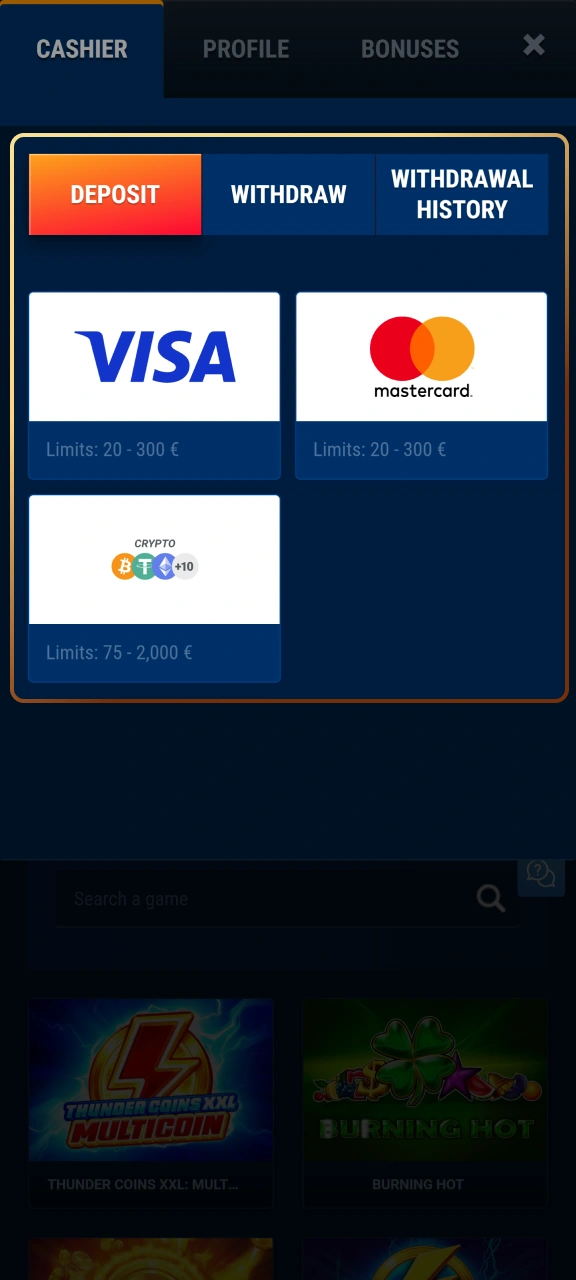 Fund your account using British pounds on WG casino.