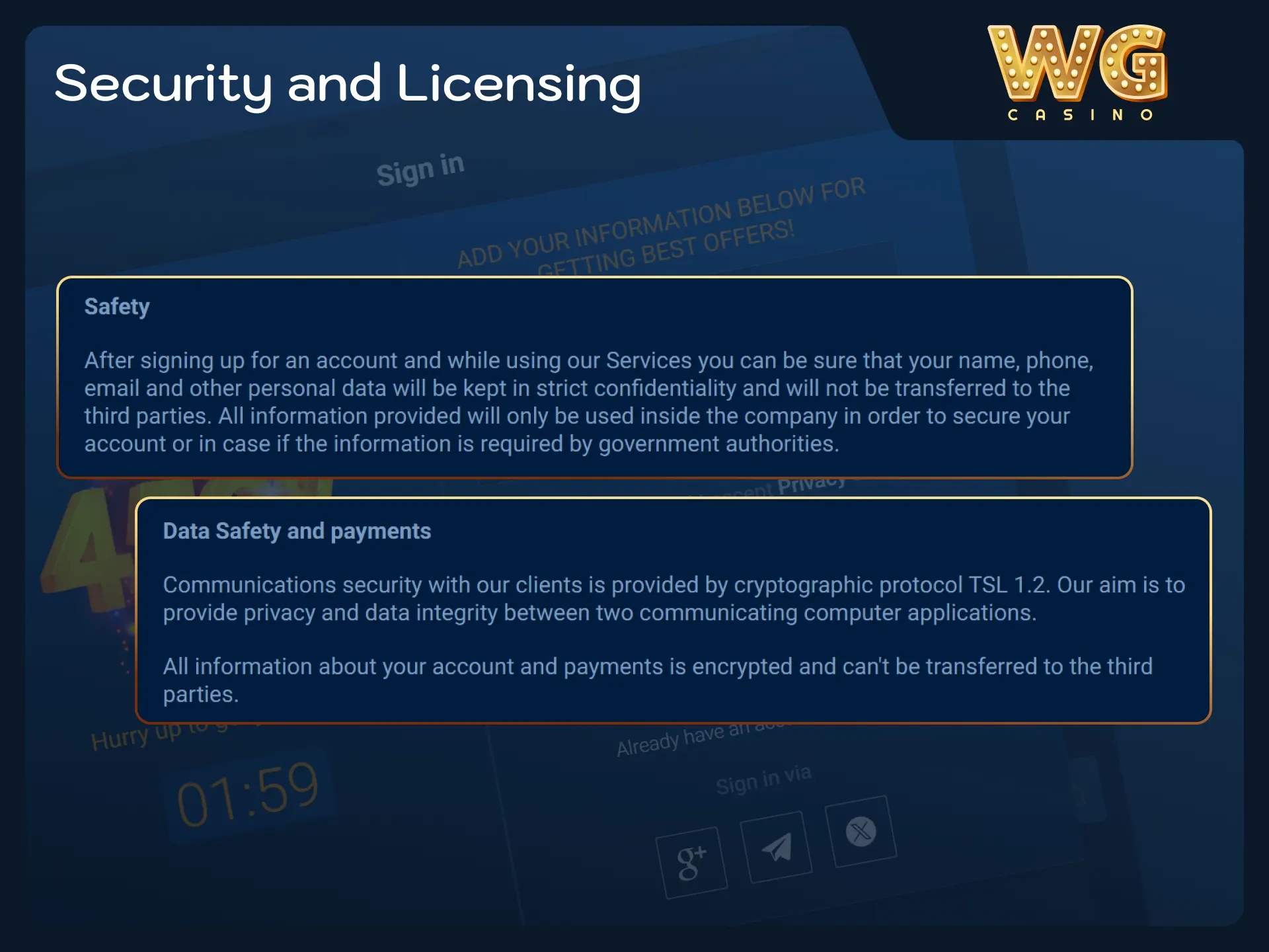 Review strict safety standards and official licensing rules at WG casino.