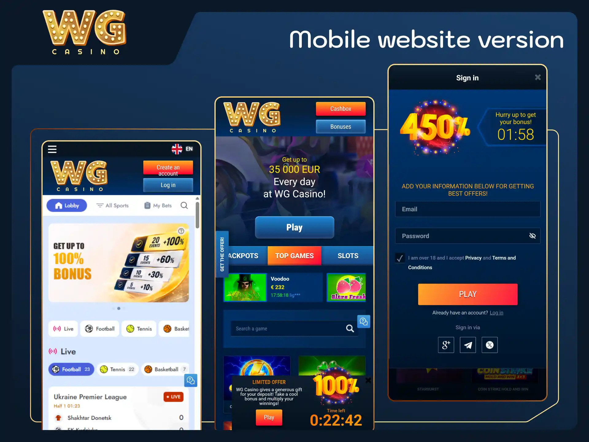 Enjoy mobile browser gaming without downloads on WG casino.