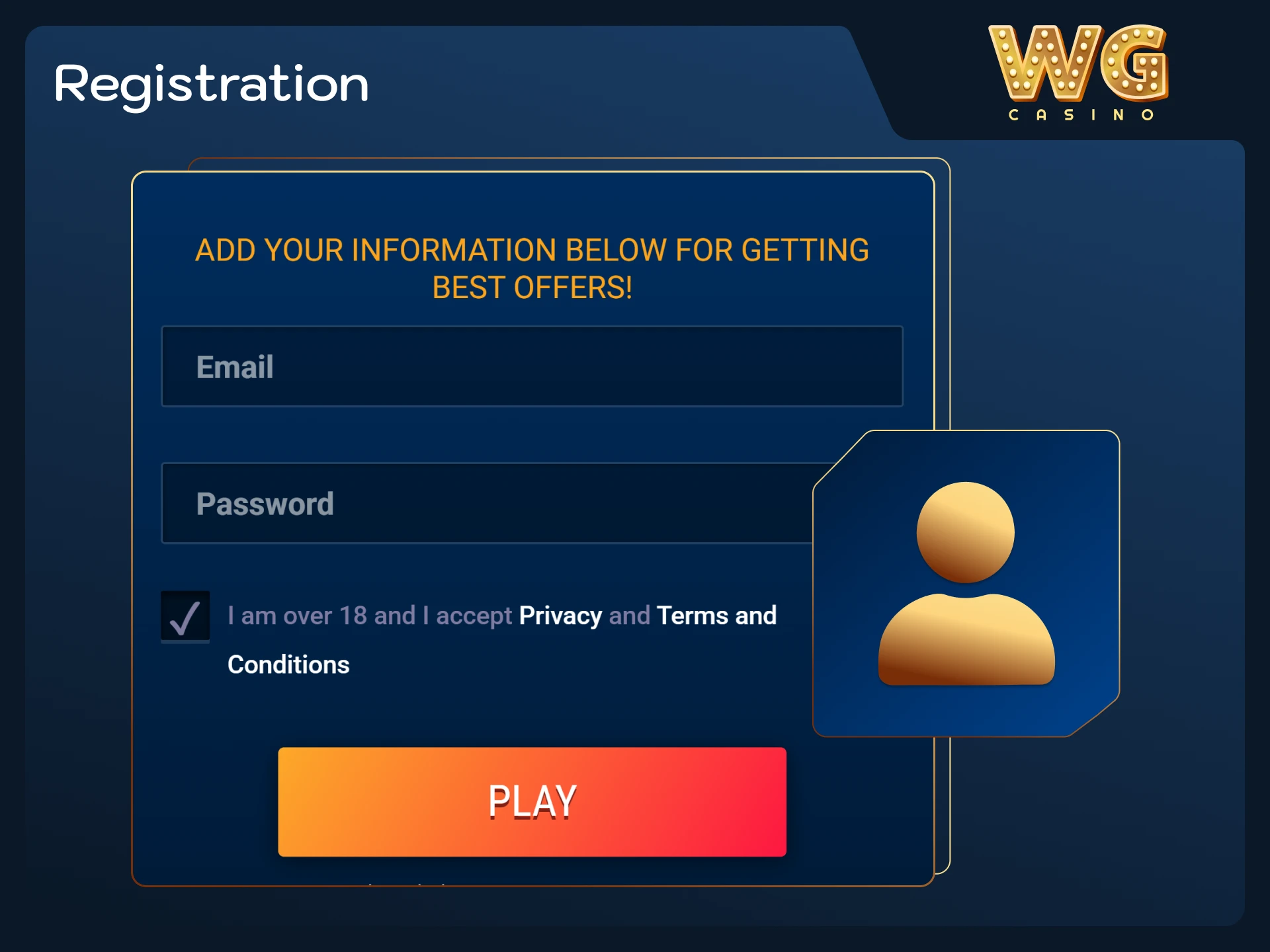 Sign up for a personal account quickly at WG casino.