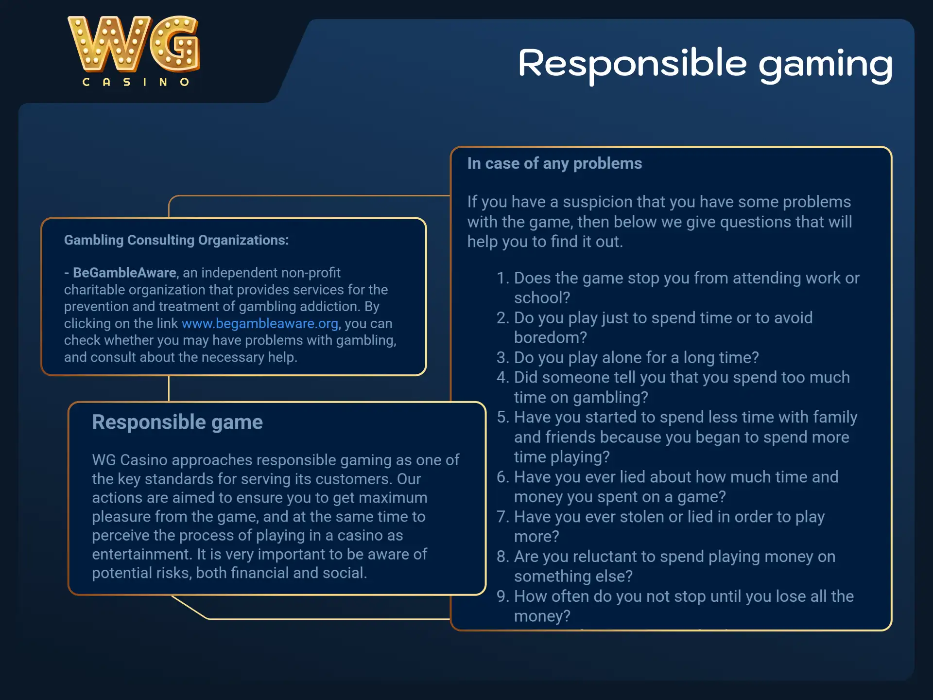 Set personal deposit limits for safe playing habits at WG casino.