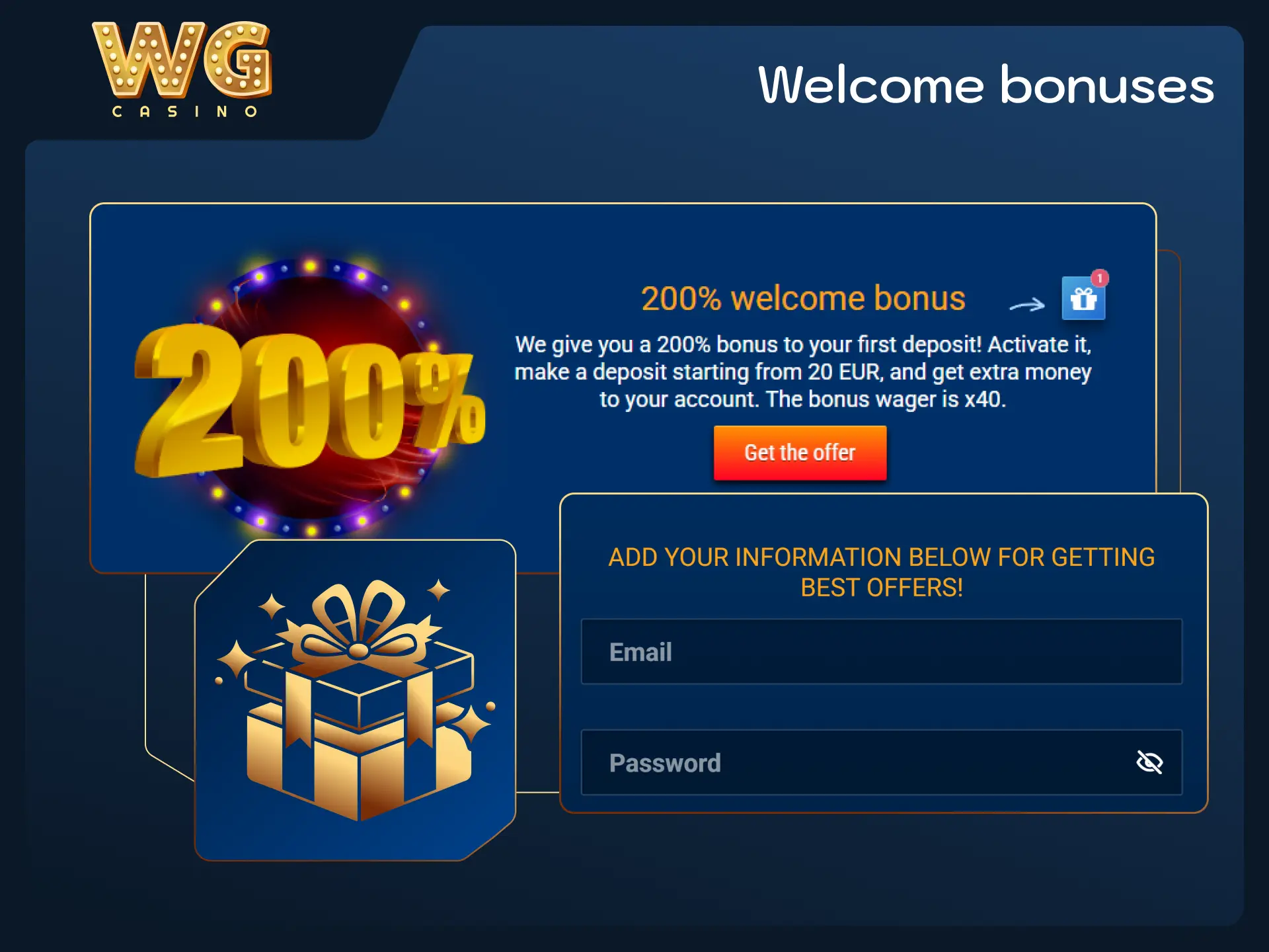 Claim generous welcome offers for UK players at WG casino.