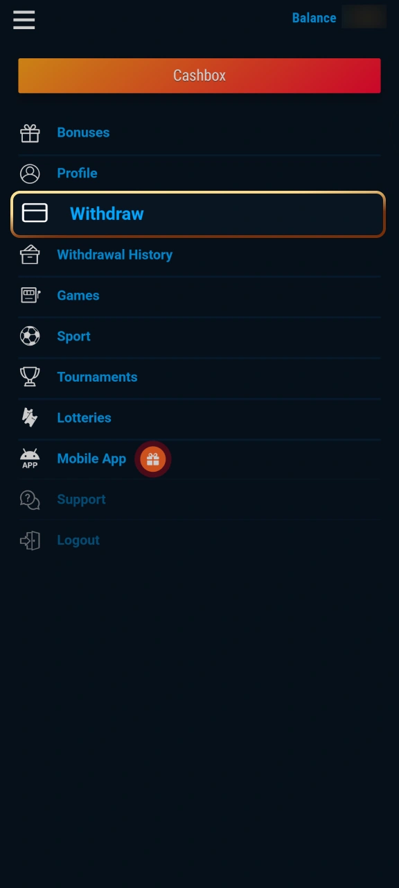 Sign in to your account and go to the WG casino cashier.