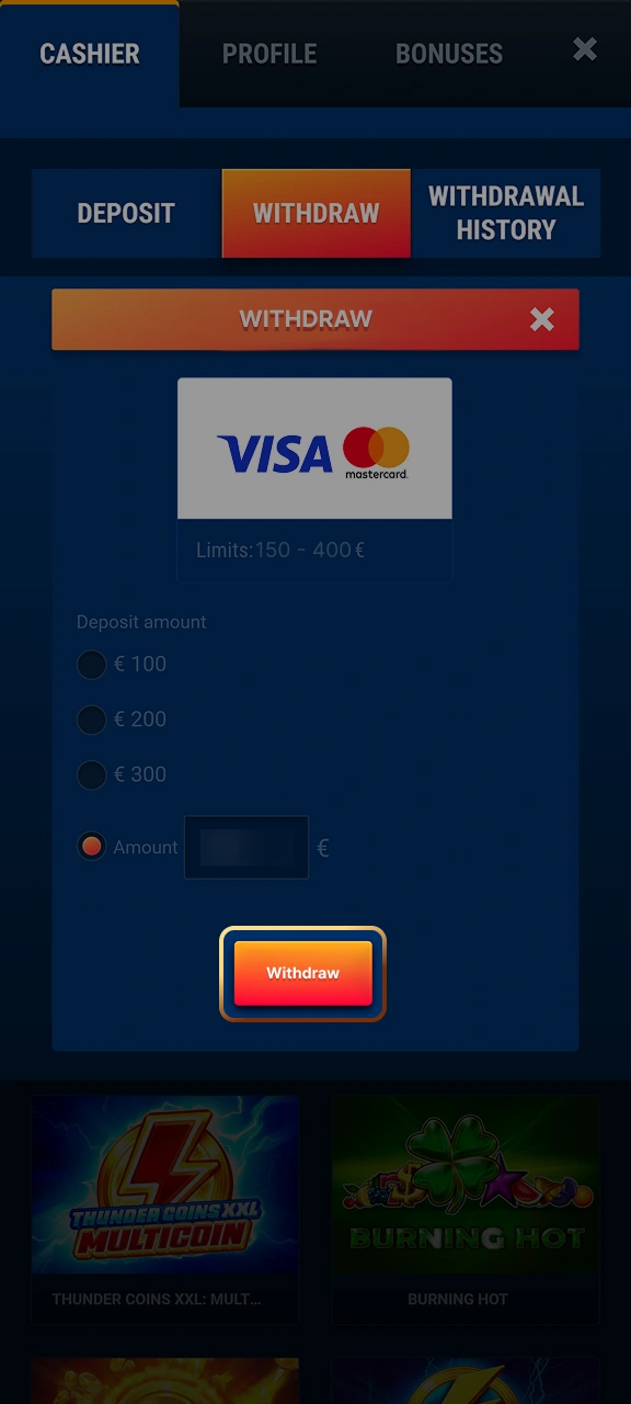 Submit your cashout request and track its progress on WG casino.